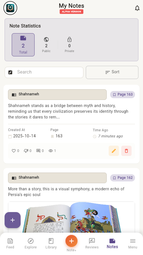 Notes Screen